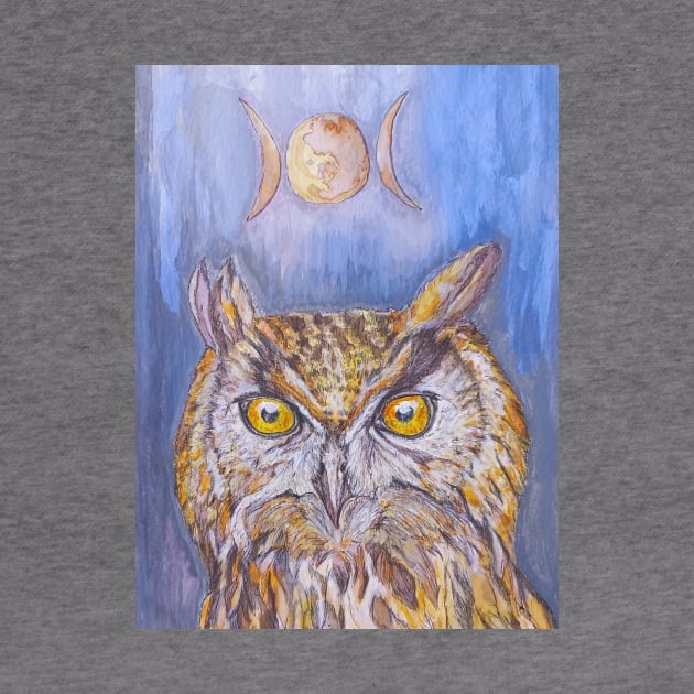 Owl Wisdom and Triple Moon by candimoonart